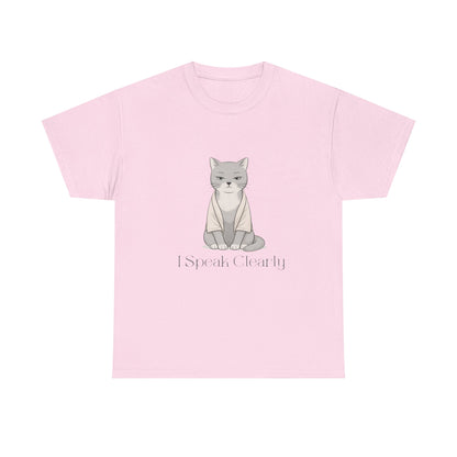 I Speak Clearly Cat Graphic Tee — Calm Boundaries Women’s Shirt