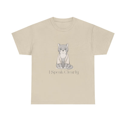 I Speak Clearly Cat Graphic Tee — Calm Boundaries Women’s Shirt