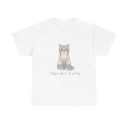 I Speak Clearly Cat Graphic Tee — Calm Boundaries Women’s Shirt