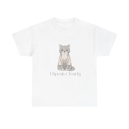 I Speak Clearly Cat Graphic Tee — Calm Boundaries Women’s Shirt
