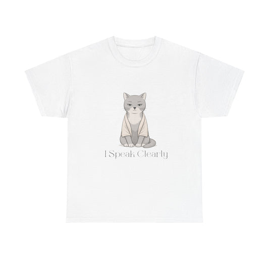 I Speak Clearly Cat Graphic Tee — Calm Boundaries Women’s Shirt
